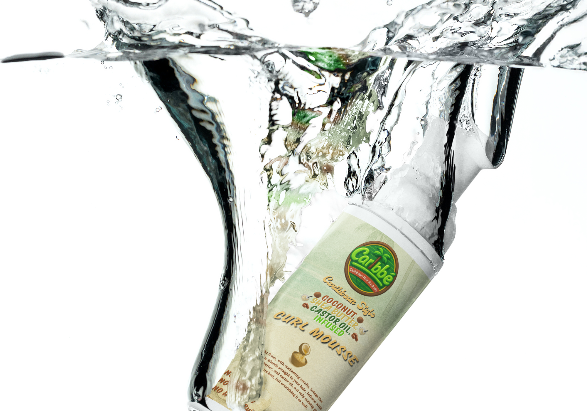 Mockup of a cleanser bottle in splashed water m38586